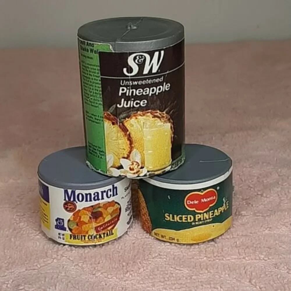 3 Vtg  Canned Goods 1980s Arco Miss Merry Supermarket Grocery Store Play Food